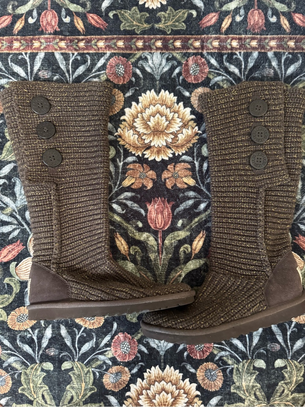 UGG | Knit Button-Trim Brown Tall Winter Boots Size 7